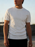 WIAOFELLAS  -  New Casual Mens Short Sleeve T Shirts Flannel Solid Color Elastic Slim Fit T-shirt Men Spring Summer Fashionable Pullovers