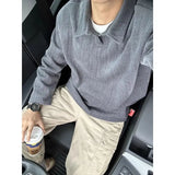 WIAOFELLAS  -  Mens American Style Long Sleeve T Shirt Turn Down Collar Sweatshirt With Wheat Pattern