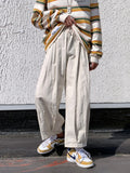 Wiaofellas  -  Loose Straight Leg Casual Pants Men's Autumn Faion Brand INS Trendy Nine Points Loose Wide Leg Pants Harajuku Sle Streetwear