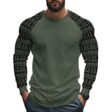 Wiaofellas  -  Fashion Knitting T Shirt Men's Long Sleeve Pattern Print Knit Sweater Fall Casual Loose O Neck Jumper Top Male Knitted Pullover