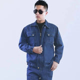 Wiaofellas  -  Thickened Denim Workwear for Men Spring Autumn  Welding Labor Protection Suit Resistant to Heat And Wear in Factory