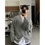 Wiaofellas  -  Autumn Cardigan Sweater Men Warm Zipper Knitted Sweater Coat Men Korean Loose Long Sleeved Sweater Mens Sweater Cardigan Clothes