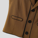 WIAOFELLAS  -  Men Vests Patchwork Lapel Sleeveless Button Casual Male Waistcoats Color-block Streetwear 2025 Fashion Vests Men S-5XL