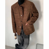 WIAOFELLAS  -  Men's Jackets Round Collar Niche Design Single Breasted Personalized Solid Color Loose Male Coats Korean 2025 Spring
