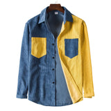 Wiaofellas  -  New Men's Long-sleeved Shirt Fashion Trend Shirt Color Matching Spring and Autumn Stitching Shirt