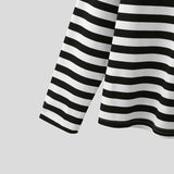 WIAOFELLAS  -  Men Striped T Shirt O-neck Long Sleeve Fashion Casual Men Clothing Streetwear Knitted Korean Style Tee Tops