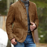 WIAOFELLAS  -  Only Jacket 1 PCS Men's Coat Suede Simple Casual Single Breasted High Quality Outerwear Solid French Street Style