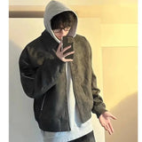 WIAOFELLAS  -  Jackets for Men New High-end Designed Niche Chic Americian Retro Style Advanced Lapel Suede Short Flight Leather Jacket