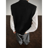 WIAOFELLAS  -  Autumn Grey Sweater Vest Men Warm Fashion Casual Black Knitted Pullover Men Korean Loose Sleeveless Sweater Mens Jumper Clothes