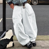 WIAOFELLAS  -  Men Wide Leg Pants Button Joggers Oversize Pockets Casual Trousers Men Streetwear 2025 Fashion Loose Long Pants S-5XL