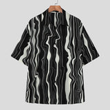 WIAOFELLAS  -  Men Shirt Printing Summer Lapel Short Sleeve Loose Casual Men Clothing Streetwear 2025 Korean Style Fashion Male Shirts