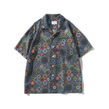WIAOFELLAS  -  Men's retro Bright Kaleidoscope summer print Hawaiian shirt short sleeve Cuban collar