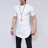 Wiaofellas  -  Men's White Slim T-Shirt Summer Short Sleeve Round Neck Tees Casual Youth Breathe Soft Cotton Top Basic Male Clothing