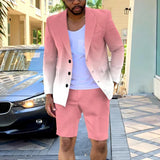 Wiaofellas  -  Mens Clothing Summer Single-Breasted Outfits Men Business Office Short Pants Suit Fashion Casual Long Sleeve Two Piece Sets