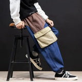 Wiaofellas Men Jeans Patchwork Multi-Pocket Couple  Denim Pants Beggar Style Cargo Pants High Street Casual Male Streetwear