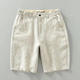 WIAOFELLAS  -  Summer New 100% Linen Shorts For Men High-quality Pure Linen Lightweight Straight Loose Casual Button Solid  Short For Male Pant