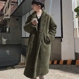 WIAOFELLAS  -  Hong Kong style lamb wool thickened long coat men's winter granular coat large size padded jacket Internet celebrities keep warm
