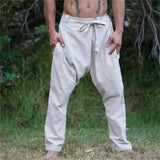 WIAOFELLAS  -  Mens Pants Men's Clothing Cotton and Linen New Solid Color Punk Design Slant Pockets Outdoor Loose Casual Breathable Long Pant