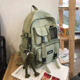 WIAOFELLAS  -  Unisex School Backpack Black Nylon Anti Theft Large Students Laptop Rucksack Sweethearts Casual Travel Chic Korean Mochilas