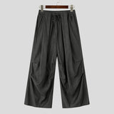 Wiaofellas  -  Men's Pants Solid Color Lace Up Joggers Casual Trousers Men Loose Streetwear Pantalones Drawstring Fashion Pants For Man
