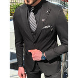 Wiaofellas  -  Black Men Suits Classic Single Breasted Peak Lapel Wedding Tuxedo Chic Smart Casual Slim Suits 3 Piece (Jacket+Vest+Pants)