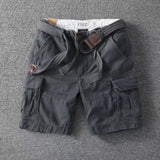 WIAOFELLAS  -  Summer Fashion Retro Workwear Cotton Shorts For Men Heavy Water Wash Multi Pocket Pants Loose Straight Leg Trendy Man Short