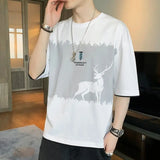 Wiaofellas  -  Fashion O-Neck Spliced Printed T-Shirt Men's Clothing Spring New Oversized Casual Pullovers Korean Short Sleeve Tee Shirt