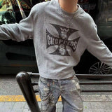 WIAOFELLAS  -  Mens Clothing Spring Fashion Casual Loose Long-Sleeved T-Shirt American Street Trend Printing Retro Hip-Hop Y2k T-Shirt Men