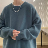 Wiaofellas  -  Outdoor Men's Japanese Style Thick Knit Sweater - Gray (7 Colors) S-2XL | Autumn Winter Loose Fit Retro Casual Warm