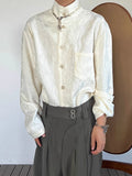 Wiaofellas  -  Spring Fashion Mens Jacquard Shirt Tops Vintage Florals Embroidery Design Button Stand Collar Shirts Men Casual Cardigans