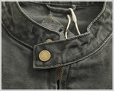 WIAOFELLAS  -  Vertical collar button-down tooling biker jacket men's texture granular bead canvas woven vintage casual Detroit jacket