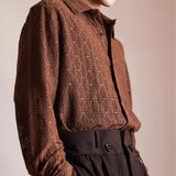 WIAOFELLAS  -  Lapel Retro Niche Design Hollow Drape Shirt Short-sleeved Ethnic Japanese Casual Men's Coat Long-sleeved