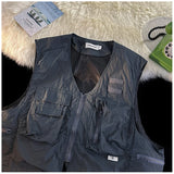 WIAOFELLAS  -  American Outdoor Multi-function Short Vest Jacket Basic Commuting Versatile Vest Cityboy Workwear Waistcoat Aesthetic Urban Chic