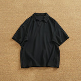 WIAOFELLAS  -  Loose casual lapel POLO shirt men's summer short-sleeved T-shirt simple men's top T-shirt