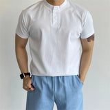 WIAOFELLAS  -  Summer Knitted T-shirt for Men Short Sleeve Round Neck T-shirt Slim Fit Casual Business Tee Tops M-3XL