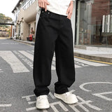 WIAOFELLAS  -  Classic Design Black Jeans Men Straight Leg Baggy Fit Mid Weight Denim Pants New