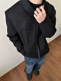 WIAOFELLAS  -  Men Clothing Jacket New High-end Advanced Designed Niche Chic Temperature Americian Carved and Embroidered Western Lapel Jacket