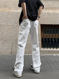 WIAOFELLAS  -  Straight Jeans Men Rivet Patchwork Japanese Style Harajuku Full Length High Street Fashion Vintage Washed Denim Trousers Autumn