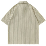 WIAOFELLAS  -  Summer Preppy Style Stripe Shirt With Tie Women Korean Chic Short Sleeve Y2k All-Match Tops Vintage Harajuku Girl Blouse Clothes