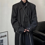 Wiaofellas  -  Men's Clothing Luxury Leisure Zipper Jacket Streetwear Solid Color  Harajuku Long Sleeve Pocket Coats Korean Popular Outwear