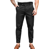 WIAOFELLAS  -  Mens Slim Fit Button Stretch Tight Tapered Fashion Skinny Pants 2025 Summer New Trend Business Casual Trousers Mens Clothing