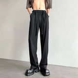 WIAOFELLAS  -  Summer Casual pants Men Fashion Oversized Wide Leg Pants Men Korean Loose Straight Ice Silk Pants Mens Suit Pants Trousers M-3XL