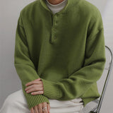Wiaofellas  -  fall outfits men Men's Clothing Korean Popular Knitted Long Sleeve Patchwork Pullover Sweaters Light Luxury Leisure Retro Button-down Knitwear