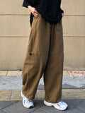 WIAOFELLAS  -  Multi-Pocket Cargo Pants Men Casual Solid Colour Straight Pants Baggy Wide-leg Pants Men Retro Versatile Trousers MID