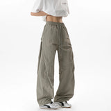Wiaofellas  -  Ice Silk Joggers Pants Men Trendy Brand Loose Straight Wide-leg Trousers Man Breathable Quick-dry Long Pants Cargo Track Pants