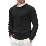 WIAOFELLAS  -  Men's Casual Sweater 2025 round Neck Long Sleeve Knitted Diamond Pattern Fashion Versatile Top