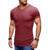 WIAOFELLAS  -  Summer Men's T Shirts Sports and Fitness Short-sleeved T-shirts European and American Men Slim V-neck Top Ice Silk Tshirt