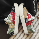 WIAOFELLAS  -  New Graffiti Print Men's Canvas Shoes Classic Hip Hop Canvas Sneakers Men Designer Skateboard Shoes Breathable Flat Sneakers Man
