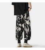 WIAOFELLAS  -  Retro Floral Pattern Harlan Pants Summer Thin Casual Pants for Men Asian Style Large Size Baggy Trousers