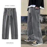 Wiaofellas  -  Autumn Korean Fashion Drawstring Y2K Jeans Homme Classic Baggy Straight Wide Leg Pants New Hip Hop Streetwear Casual jean